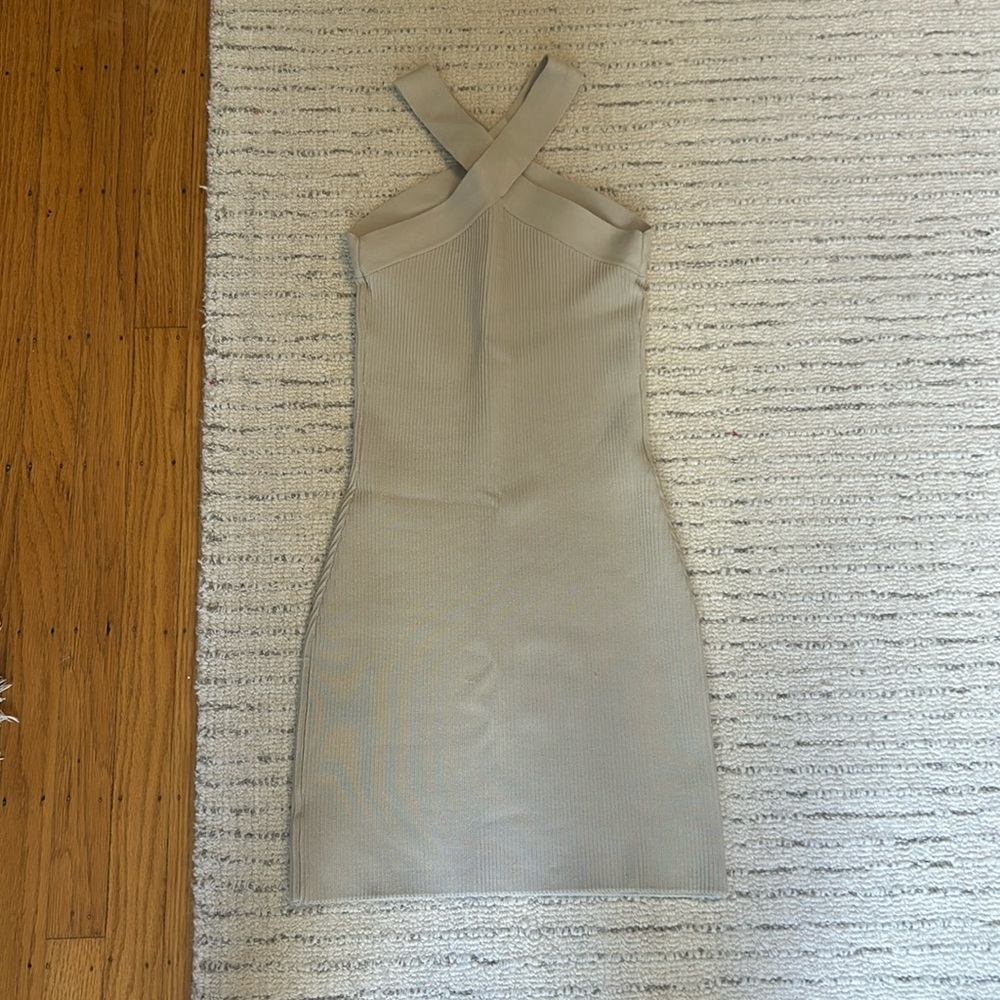 Mini cream/taupe bodycon dress